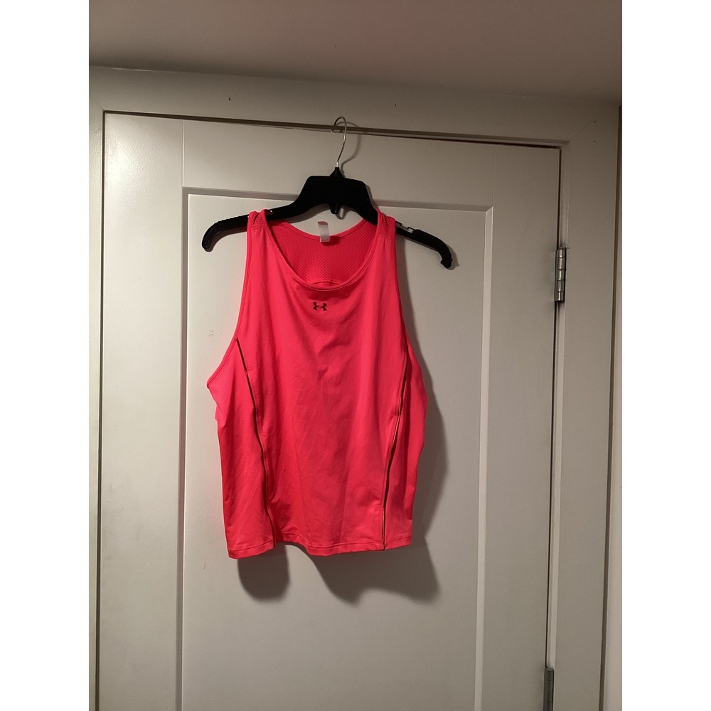 Under Armour Womens HeatGear Fitted Tank Top Neon Pink 1369916 Large NWT